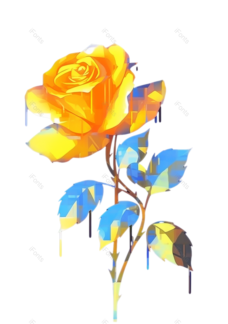 黄色的花图片,玫瑰元素,蓝色背景PNG,黑色背景免抠素材